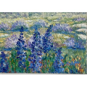 Sabiha Nasar-ud-Deen, Lavender Bushes, 18 x 24 Inch, Oil with knife on Canvas, Landscape Painting, AC-SBND-056